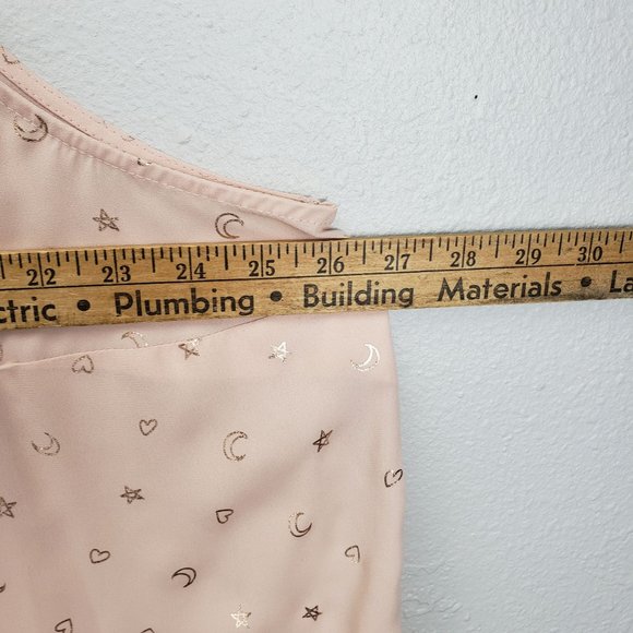 Torrid Women's Size 3 Hearts Moon And Stars Sleeveless Top Blush Pink And Gold - Picture 7 of 10